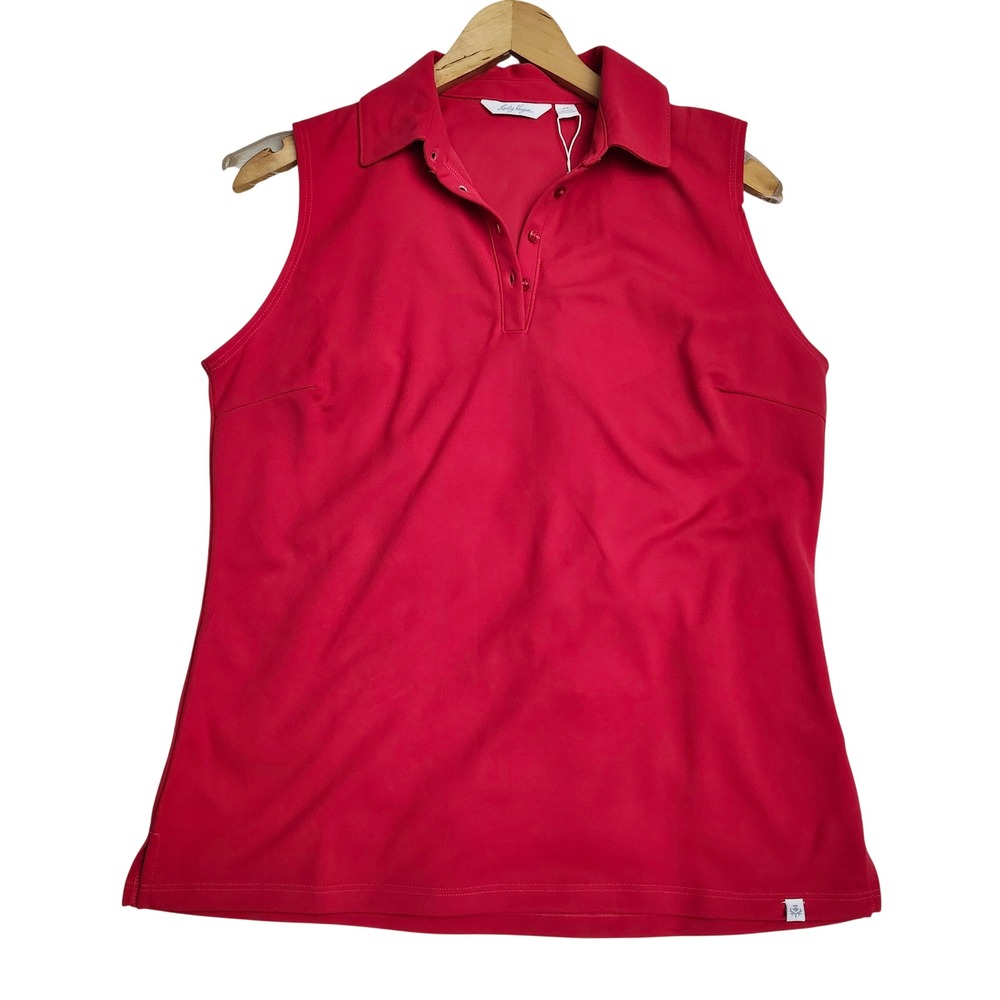 Lady Hagen Womens Pique Sleeveless Golf Polo Raspberry Jam Pink HydroDri Medium - Picture 9 of 9